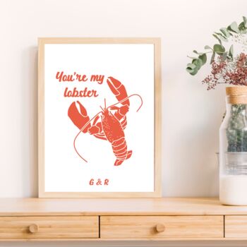 You're My Lobster Personalised Print Valentine's Gift, 4 of 6