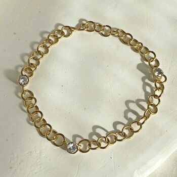 Stardust Diamond Station Gold Chain Link Bracelet, 2 of 6