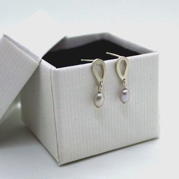 Silver Tiny Pearl Drop Studs, 2 of 5
