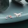 Mismatched Unicorn And Rainbow Stud Earrings In Sterling Silver, thumbnail 1 of 12