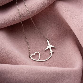 Wanderlust Journey Heart Airplane Necklace, 9 of 10