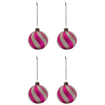 Pink Swirl Christmas Bauble Set Of Four, 2 of 3