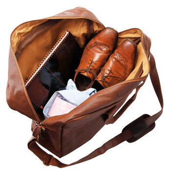 Personalised Leather Classic Holdall In Brown Or Black, 7 of 12