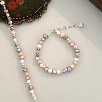 Fiji Ivory Silver Pearl Ombre Multi Ball Gift Bracelet, 5 of 6