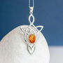 Genuine Baltic Amber Celtic Knot Necklace In Silver, thumbnail 1 of 10