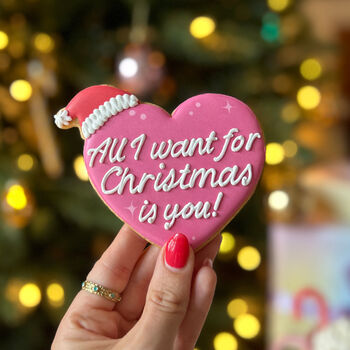 Vegan All I Want For Christmas Heart Letterbox Iced Cookie, 2 of 11