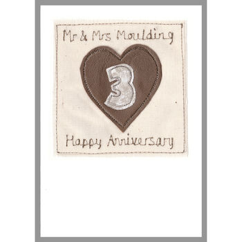 Personalised Leather 3rd Wedding Anniversary Card, 3 of 12