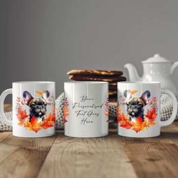 Personalised Dog Mug French Bulldog In An Autumn Wreath, 2 of 2