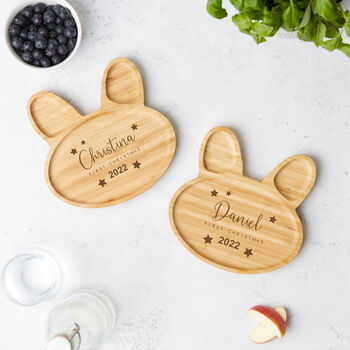 Personalised First Christmas Bamboo Animal Plate, 2 of 3