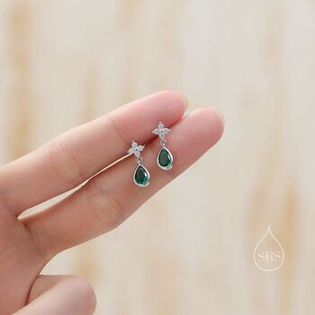 Four Cz And Droplet Stud Earrings, 6 of 12