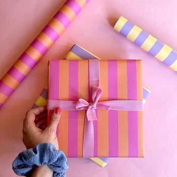 Luxury Bright Stripes Birthday Wrapping Paper, 3 of 11