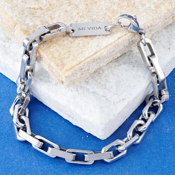 Silver Personalised Large Link Bracelet For Men And Women, 4 of 12