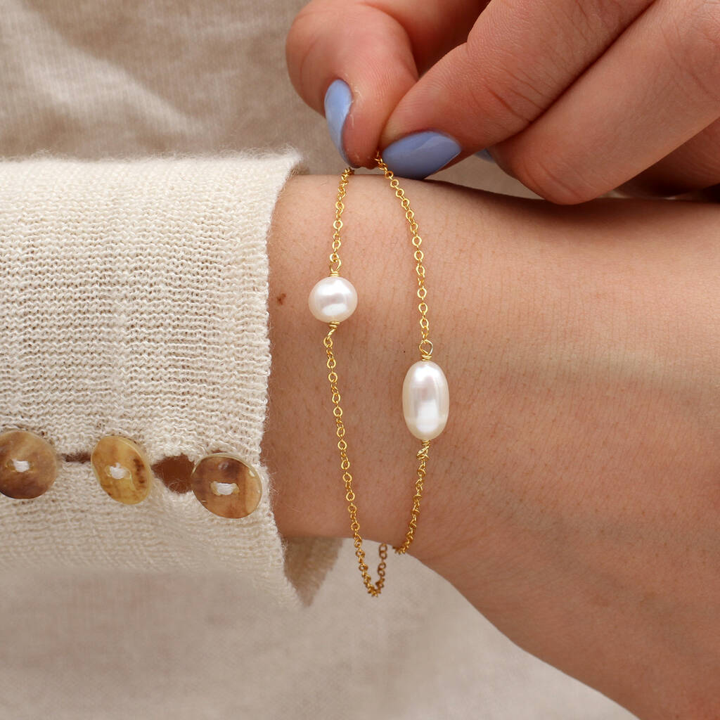 Sterling Silver Or 18ct Gold And Pearl Bracelet, 1 of 4