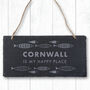 Cornwall Is My Happy Place Illustrated Fish Slate Sign, thumbnail 1 of 5