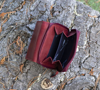Women's Luxury Bordeaux Leather Small Trifold Purse Rfid Protected Personsalised, 7 of 7