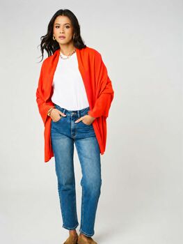 Neon Orange 100% Cashmere Travel Wrap Shawl Gift Boxed, 5 of 8