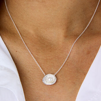 Sterling Silver Shell Pearl Necklace, 3 of 10