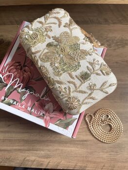 Florentine Embroidered Bird Clasp Clutch, 4 of 9