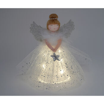 Silver Blonde Up Silver Angel Christmas Tree Topper, 4 of 8