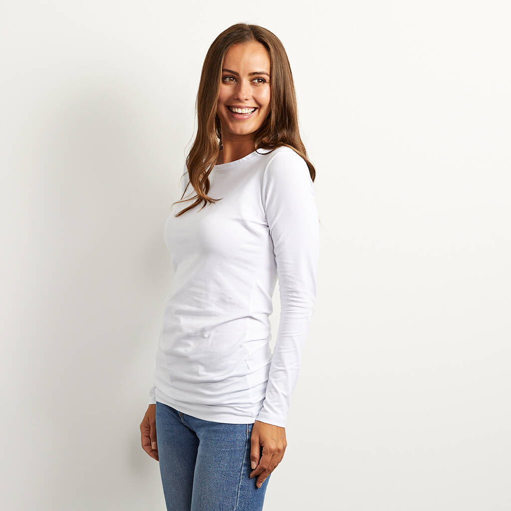 Long Length Cotton White Tee, 1 of 3