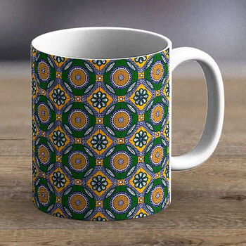 Green And Yellow African Print Mug Fabric Five, 2 of 2