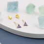 Tiny Amethyst Purple Cz Triangle Stud Earrings, thumbnail 4 of 10