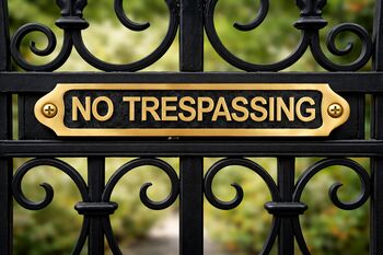 Solid Brass “No Trespassing” Door Sign Plaque With Black Finish, 5 of 6