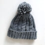 Fleece Lined Thick Cable Knit Bobble Hat, thumbnail 5 of 6