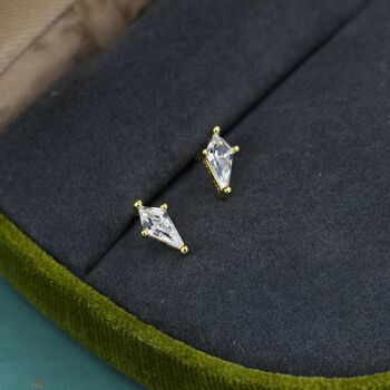 Sterling Silver Extra Tiny Rhombus Cz Stud Earrings, 5 of 11