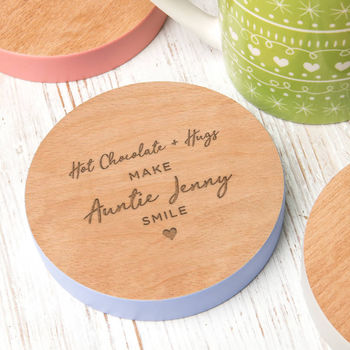 Personalised 'Biscuits And Tea' Colour Edge Coaster, 3 of 7