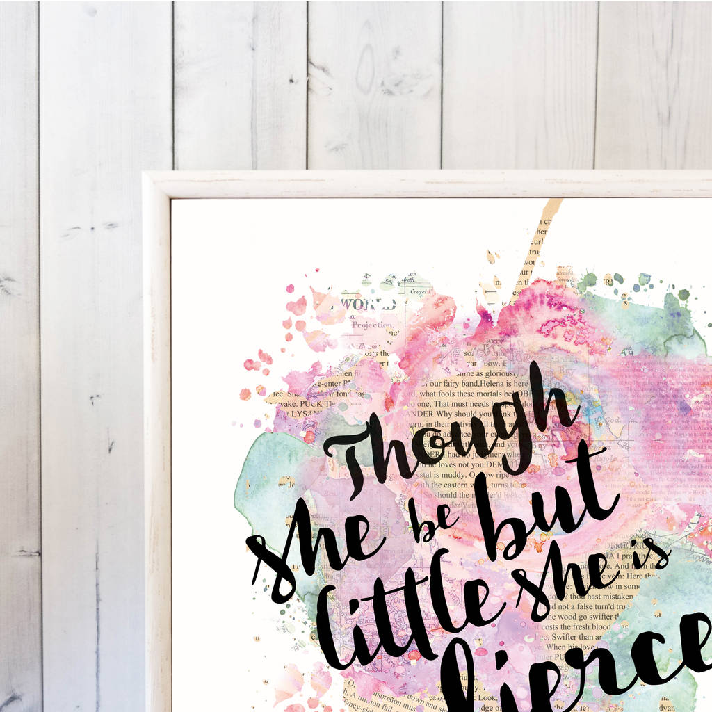 'little but fierce' watercolour print best friend gift by bookishly ...