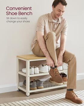 Shoe Bench With Shelves Industrial Style Shoe Organiser, 6 of 12