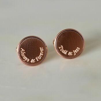 Personalised Curve Engraved Bronze And Copper Cufflinks, 10 of 12
