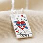 Enamel Tarot Card Necklace In Silver Plating, thumbnail 8 of 11
