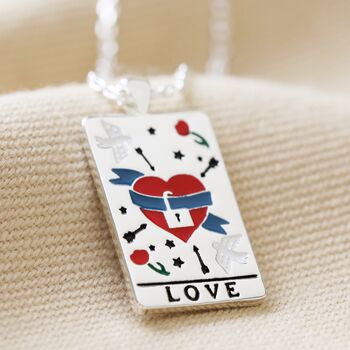 Enamel Tarot Card Necklace In Silver Plating, 8 of 11