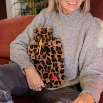 Leopard Print College Hot Water Bottle College Initial, 4 of 4
