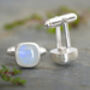 Moonstone Cufflinks In Sterling Silver, thumbnail 2 of 3