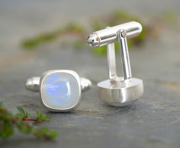 Moonstone Cufflinks In Sterling Silver, 2 of 3