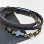Personalised Beaded And Stacked Leather Cross Bracelet, thumbnail 1 of 6