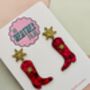 Glitter Cowboy Boot Earrings / Festival Fashion Dangles / Country Western Statement Jewellery / Line Dancing Earrings, thumbnail 12 of 12