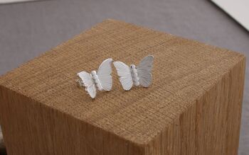 Handmade Silver Butterfly Stud Earrings, 3 of 3