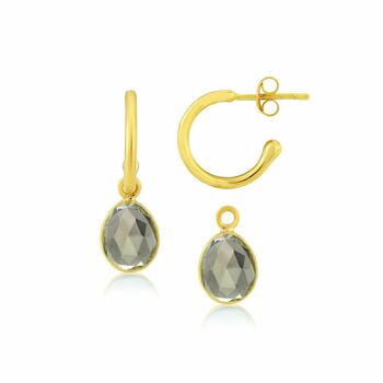 Manhattan Gold Plated And Gemstone Hoop Earrings, 8 of 12