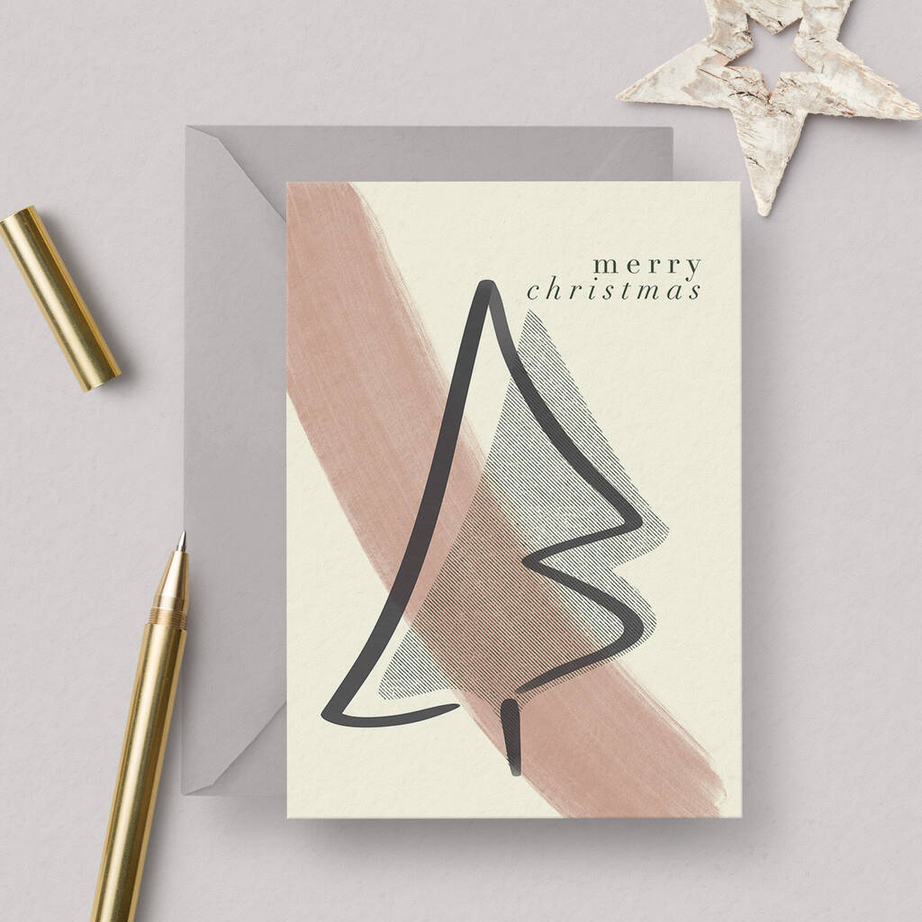 Abstract Christmas Tree 'merry Christmas' Greeting Card By I Am Roxanne