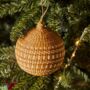 Gold Dotted Christmas Baubles Pack Of Three, thumbnail 1 of 8