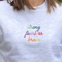 Strong Fearless Brave Embroidered Sweatshirt Grey, thumbnail 2 of 2