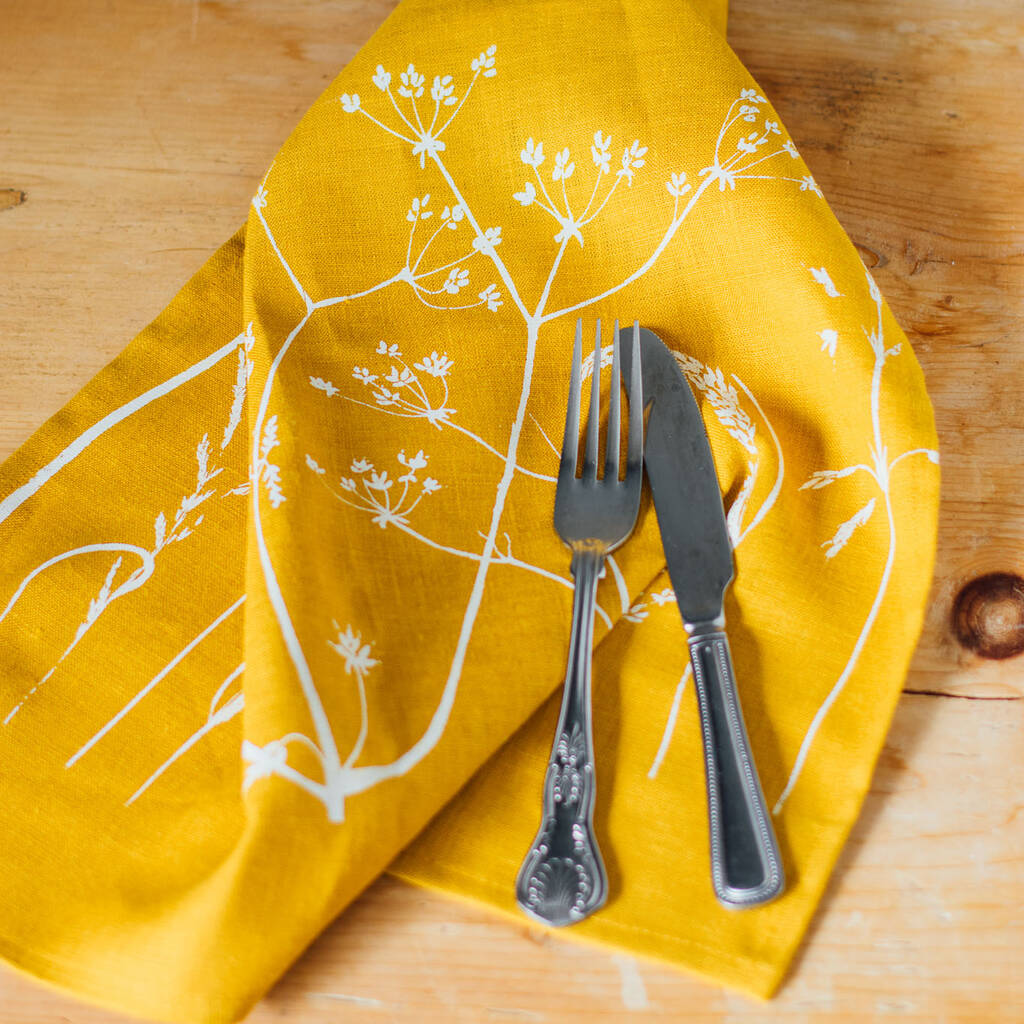 Hedgerow Flowers Linen Napkins Set Of Two, 1 of 3
