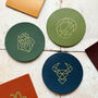 Zodiac Leather Coasters, thumbnail 1 of 3