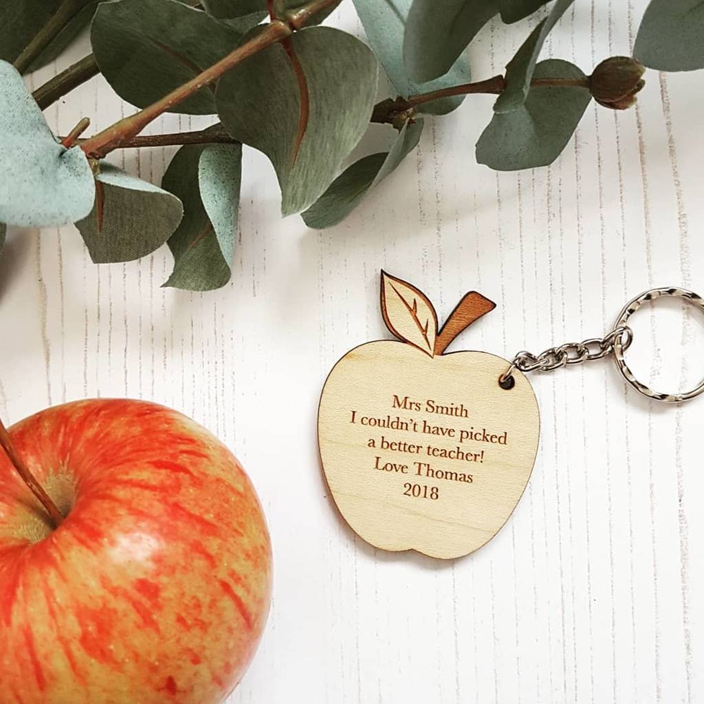 Personalised Teacher Gift Apple Keyring, 1 of 2