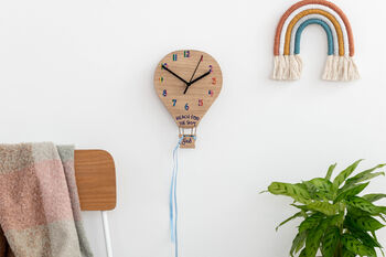 Children's Hot Air Balloon Personalised Rainbow Clock, 4 of 6