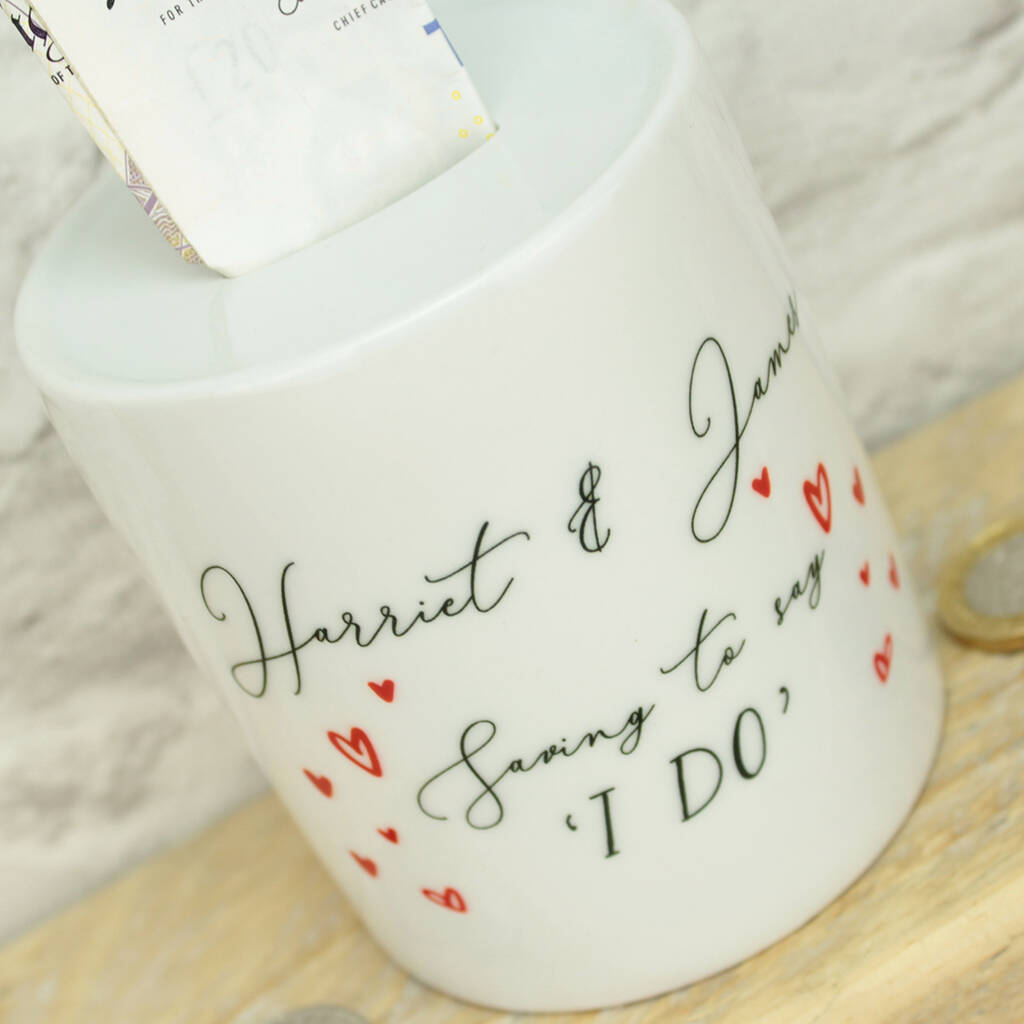 Personalised Wedding Fund Ceramic Money Box By Dreams To Reality Design